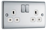 BG NPC22W Nexus Metal Double Socket 13A - White Insert - Polished Chrome - westbasedirect.com