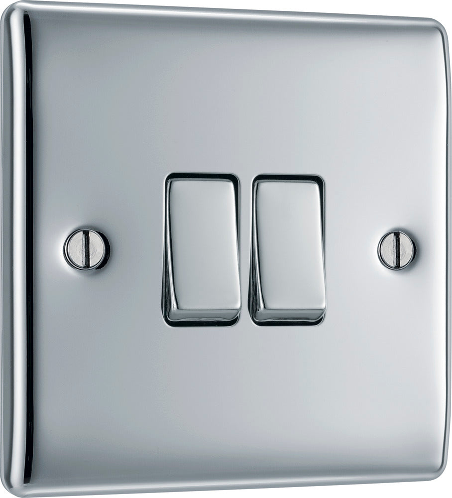BG Nexus Metal 20A 16AX 2 Way Double Light Switch