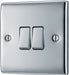 BG NPC42 Nexus Metal Double Light Switch 10A - Polished Chrome (10 Pack) - westbasedirect.com