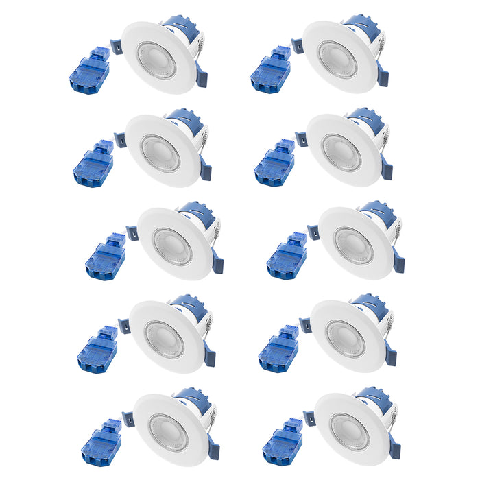 Ovia OXM-W-10 Inceptor Milli 4-6.4W Dimmable IP65 Fixed Fire-Rated LED Downlight CCT Switchable - White (10 Pack)