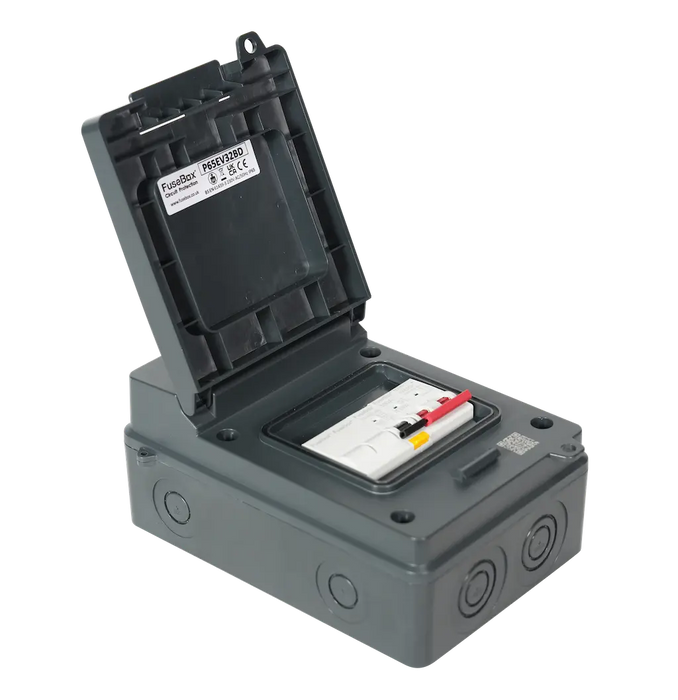 FuseBox P65EV32BD IP65 Plastic EV Charger Unit with 100A Main Switch, 32A Type A Bi-Directional Mini RCBO