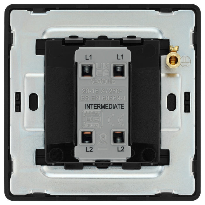 BG Evolve PCDBC13EB 20A 16AX 2 Way Single Intermediate Light Switch, Edge to Edge Rocker - Black Chrome (Black) - westbasedirect.com