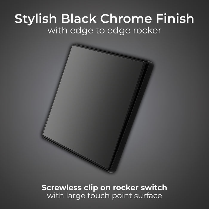 BG Evolve PCDBC13EB 20A 16AX 2 Way Single Intermediate Light Switch, Edge to Edge Rocker - Black Chrome (Black) - westbasedirect.com