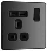 BG Evolve PCDBC21UAC18B 13A Single Switched Power Socket + USB A+C (18W) - Black Chrome (Black) - westbasedirect.com