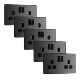 BG Evolve PCDBC22Bx5 13A Double Switched Power Socket - Black Chrome (Black) (5 Pack) - westbasedirect.com