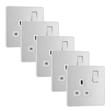 BG Evolve PCDBS21Wx5 13A Single Switched Power Socket - Brushed Steel (White) (5 Pack) - westbasedirect.com