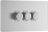 BG Evolve PCDBS83W 2-Way Trailing Edge LED 200W Triple Dimmer Switch Push On/Off - Brushed Steel (White) - westbasedirect.com