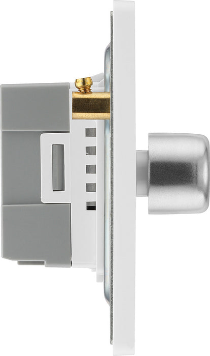 BG Evolve PCDBS83W 2-Way Trailing Edge LED 200W Triple Dimmer Switch Push On/Off - Brushed Steel (White) - westbasedirect.com