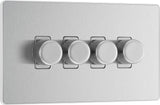 BG Evolve PCDBS84W 2-Way Trailing Edge LED 200W Quadruple Dimmer Switch Push On/Off - Brushed Steel (White) - westbasedirect.com