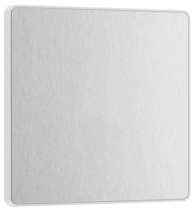 BG Evolve PCDBS94W Single Blank Plate - Brushed Steel (White)