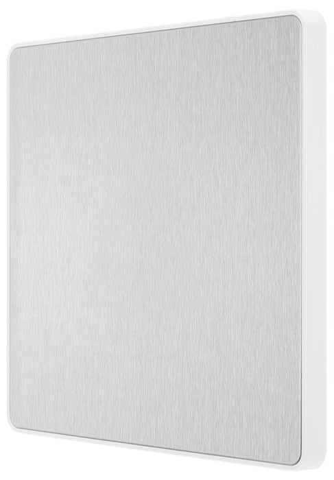 BG Evolve PCDBS94W Single Blank Plate - Brushed Steel (White)