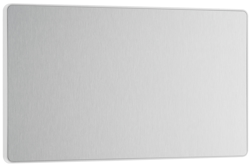 BG Evolve PCDBS95W Double Blank Plate - Brushed Steel (White)