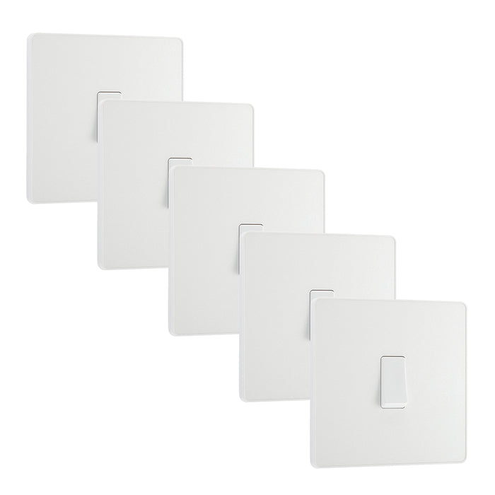 BG Evolve PCDCL12Wx5 20A 16AX 2 Way Single Light Switch - Pearlescent White (White) (5 Pack)