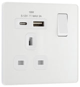 BG Evolve PCDCL21UAC18W 13A Single Switched Power Socket + USB A+C (18W) - Pearlescent White (White) - westbasedirect.com