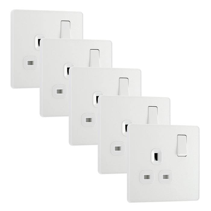 BG Evolve PCDCL21Wx5 13A Single Switched Power Socket - Pearlescent White (White) (5 Pack)