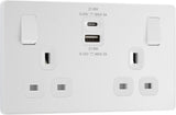 BG Evolve PCDCL22UAC22W 13A Double Switched Power Socket + USB A+C (22W) - Pearlescent White (White) - westbasedirect.com