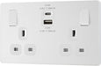 BG Evolve PCDCL22UAC22W 13A Double Switched Power Socket + USB A+C (22W) - Pearlescent White (White) - westbasedirect.com