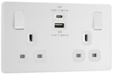 BG Evolve PCDCL22UAC45W 13A Double Switched Power Socket + USB A+C (45W) - Pearlescent White (White) - westbasedirect.com