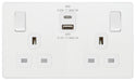 BG Evolve PCDCL22UAC45W 13A Double Switched Power Socket + USB A+C (45W) - Pearlescent White (White) - westbasedirect.com