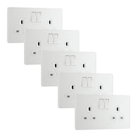 BG Evolve PCDCL22Wx5 13A Double Switched Power Socket - Pearlescent White (White) (5 Pack)