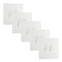 BG Evolve PCDCL42Wx5 20A 16AX 2 Way Double Light Switch - Pearlescent White (White) (5 Pack)