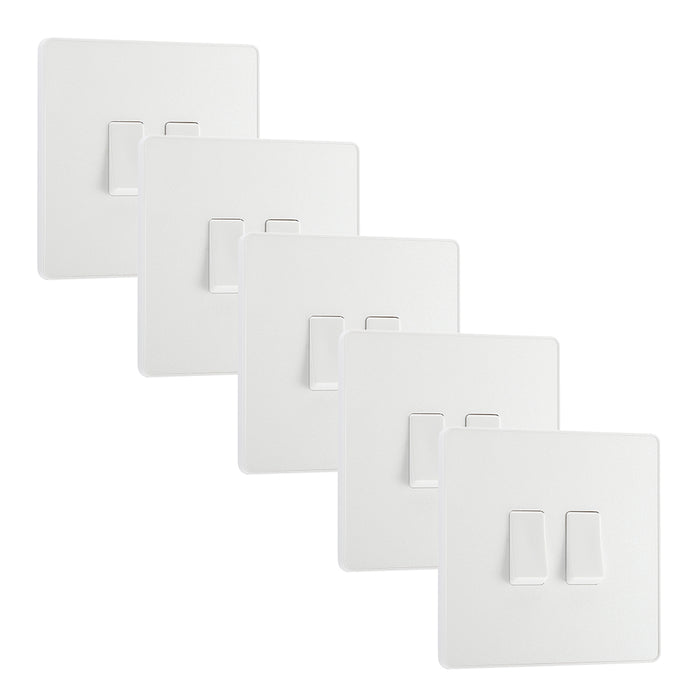 BG Evolve PCDCL42Wx5 20A 16AX 2 Way Double Light Switch - Pearlescent White (White) (5 Pack)