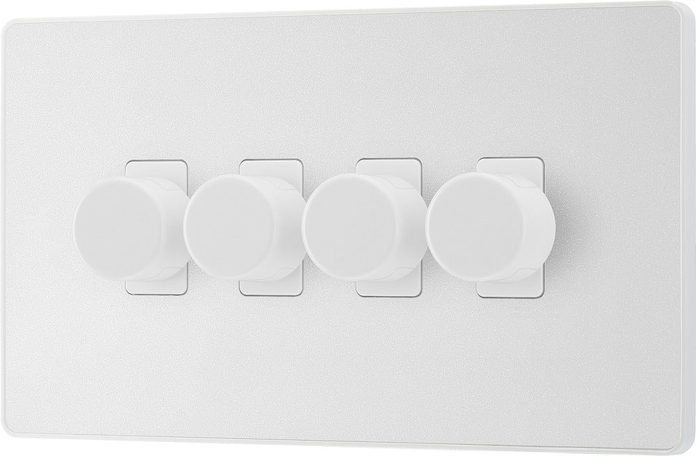 BG Evolve PCDCL84W 2-Way Trailing Edge LED 200W Quadruple Dimmer Switch Push On/Off - Pearlescent White (White) - westbasedirect.com