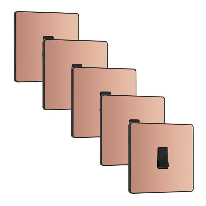 BG Evolve PCDCP12Bx5 20A 16AX 2 Way Single Light Switch - Polished Copper (Black) (5 Pack)