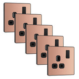 BG Evolve PCDCP21Bx5 13A Single Switched Power Socket - Polished Copper (Black) (5 Pack) - westbasedirect.com