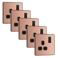 BG Evolve PCDCP21Bx5 13A Single Switched Power Socket - Polished Copper (Black) (5 Pack)
