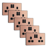 BG Evolve PCDCP22Bx5 13A Double Switched Power Socket - Polished Copper (Black) (5 Pack) - westbasedirect.com