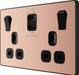 BG Evolve PCDCP22UAC22B 13A Double Switched Power Socket + USB A+C (22W) - Polished Copper (Black) - westbasedirect.com