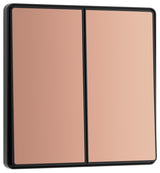 BG Evolve PCDCP42EB 20A 16AX 2 Way Double Light Switch, Edge to Edge Rocker - Polished Copper (Black) - westbasedirect.com