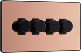BG Evolve PCDCP84B 2-Way Trailing Edge LED 200W Quadruple Dimmer Switch Push On/Off - Polished Copper (Black) - westbasedirect.com