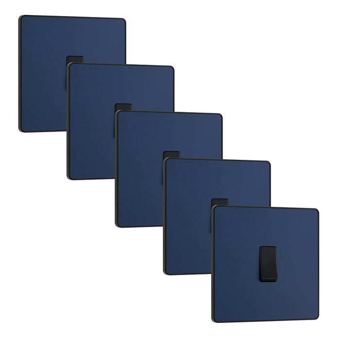 BG Evolve PCDDB12Bx5 20A 16AX 2 Way Single Light Switch - Matt Blue (Black) (5 Pack)