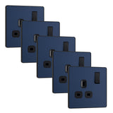 BG Evolve PCDDB21Bx5 13A Single Switched Power Socket - Matt Blue (Black) (5 Pack) - westbasedirect.com