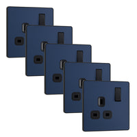 BG Evolve PCDDB21Bx5 13A Single Switched Power Socket - Matt Blue (Black) (5 Pack)