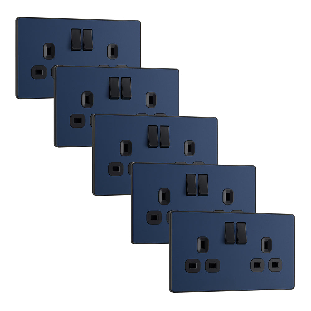 BG Evolve PCDDB22Bx5 13A Double Switched Power Socket - Matt Blue (Bla ...