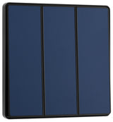 BG Evolve PCDDB43EB 20A 16AX 2 Way Triple Light Switch, Edge to Edge Rocker - Matt Blue (Black) - westbasedirect.com