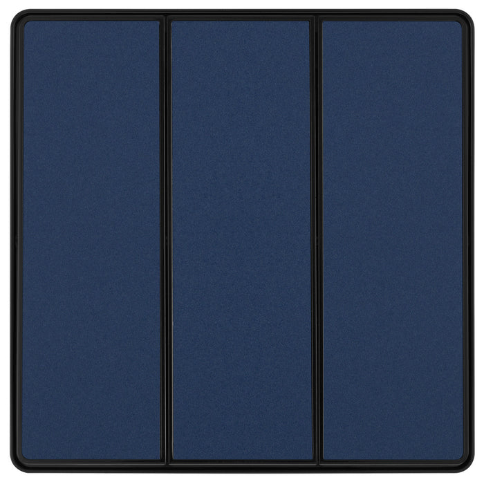 BG Evolve PCDDB43EB 20A 16AX 2 Way Triple Light Switch, Edge to Edge Rocker - Matt Blue (Black) - westbasedirect.com