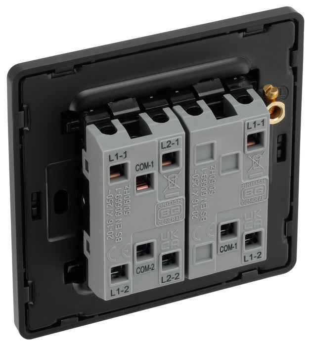 BG Evolve PCDDB43EB 20A 16AX 2 Way Triple Light Switch, Edge to Edge Rocker - Matt Blue (Black) - westbasedirect.com