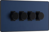 BG Evolve PCDDB84B 2-Way Trailing Edge LED 200W Quadruple Dimmer Switch Push On/Off - Matt Blue (Black) - westbasedirect.com