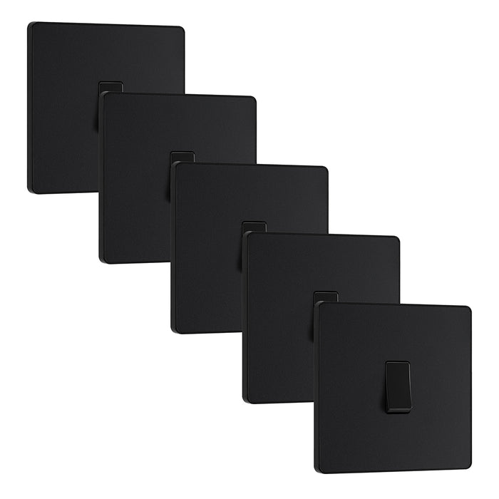 BG Evolve PCDMB12Bx5 20A 16AX 2 Way Single Light Switch - Matt Black (Black) (5 Pack)