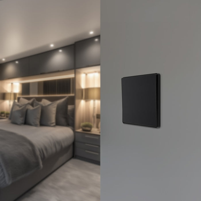 BG Evolve PCDMB13EB 20A 16AX 2 Way Single Intermediate Light Switch, Edge to Edge Rocker - Matt Black (Black) - westbasedirect.com
