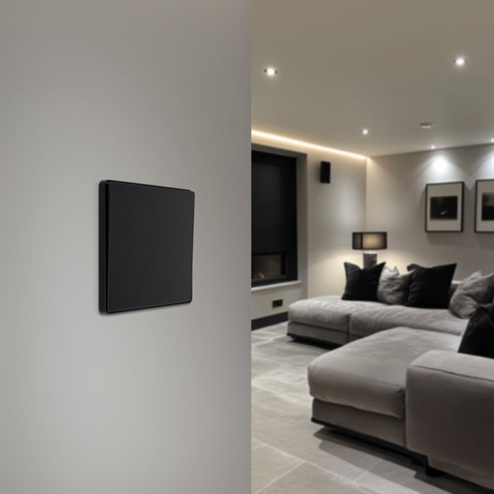 BG Evolve PCDMB13EB 20A 16AX 2 Way Single Intermediate Light Switch, Edge to Edge Rocker - Matt Black (Black) - westbasedirect.com