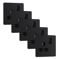 BG Evolve PCDMB21Bx5 13A Single Switched Power Socket - Matt Black (Black) (5 Pack)