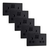 BG Evolve PCDMB22Bx5 13A Double Switched Power Socket - Matt Black (Black) (5 Pack) - westbasedirect.com