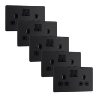 BG Evolve PCDMB22Bx5 13A Double Switched Power Socket - Matt Black (Black) (5 Pack)