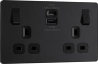 BG Evolve PCDMB22UAC22B 13A Double Switched Power Socket + USB A+C (22W) - Matt Black (Black)