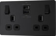 BG Evolve PCDMB22UAC45B 13A Double Switched Power Socket + USB A+C (45W) - Matt Black (Black) - westbasedirect.com
